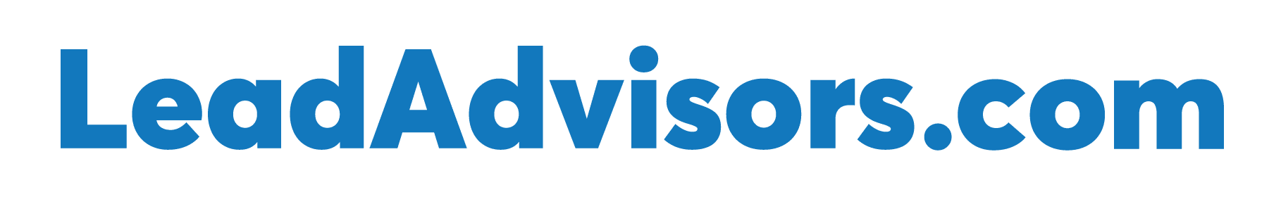 LeadAdvisors.com logo in bold blue text with transparent background